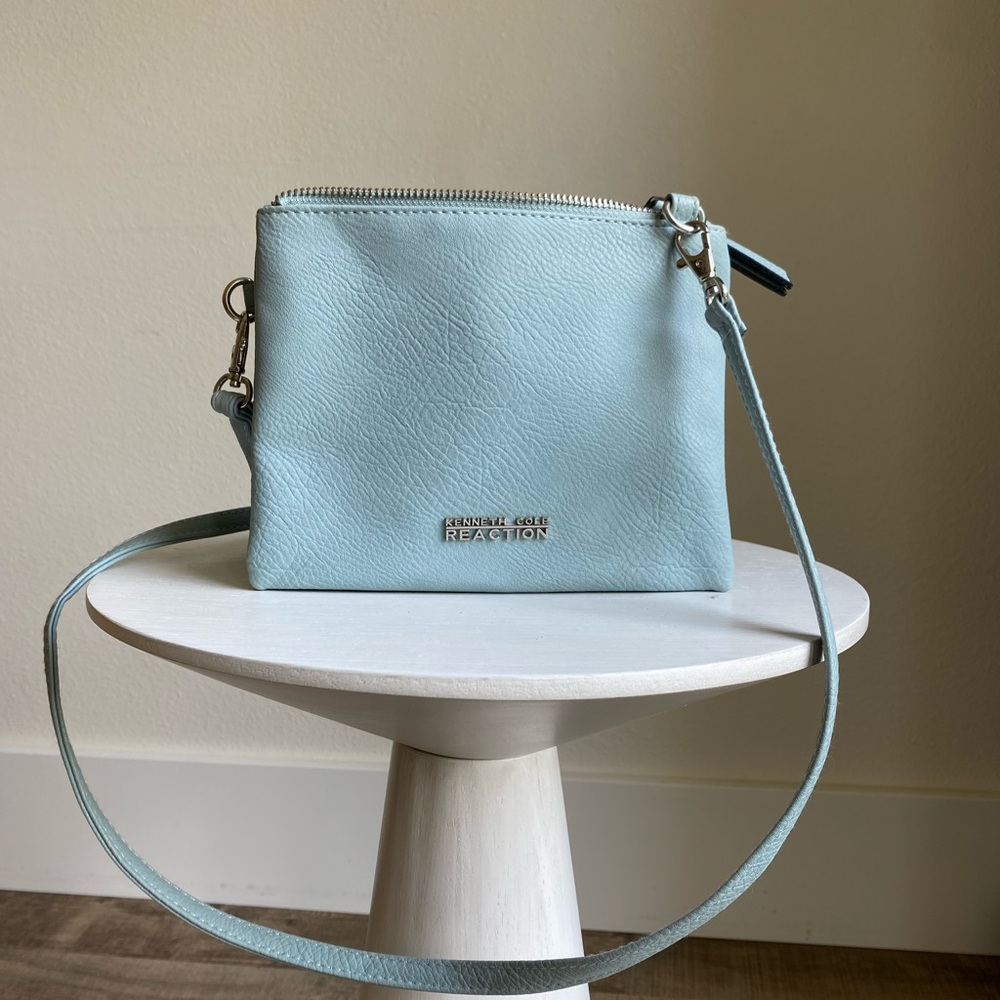 Kenneth Cole Reaction Blue Crossbody Bag with Silver Hardware